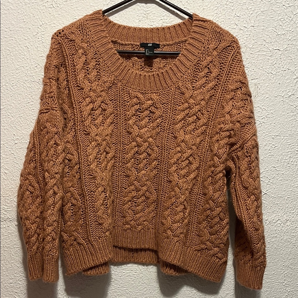 H&M Cable Knit Sweater in Rich Brown